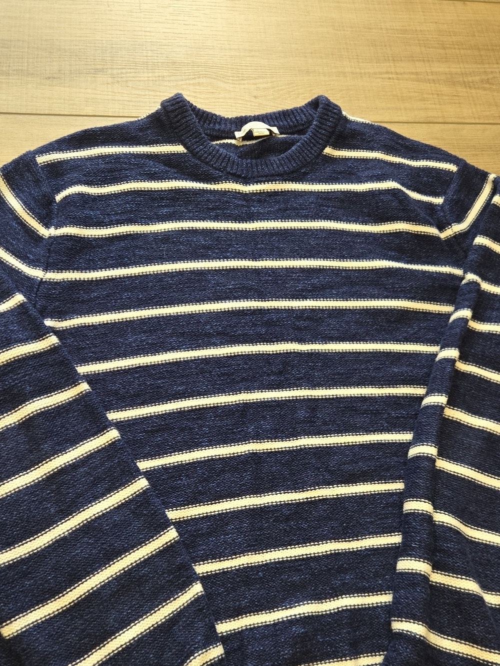 GAP Navy and White Striped Crewneck Sweater